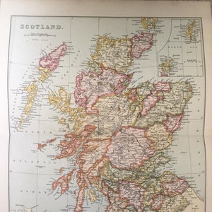 Antique Print C1870 Karte von Schottland Vereinigtes Königreich Shetland Inseln Orkney Iles Europa Karte der Welt