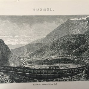 Antique Print C1870&#39;S Tunnel Engraving Mont Cenis Tunnel Savoy End Italy France Picture