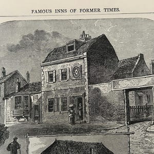Antique London Print | 1876 | Old Chelsea in 1750 | White House Inn | Clock House | Engraving image 6