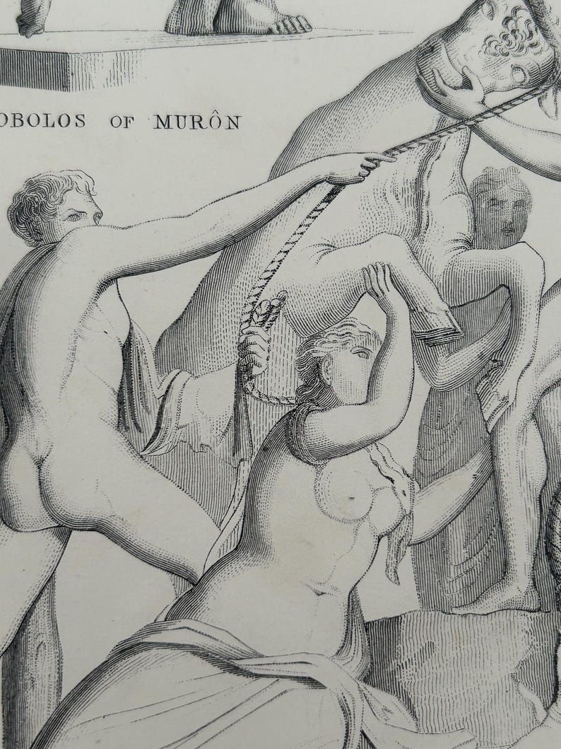 Antique Print | Fighting Gladiator Sculpture c1870s | Ancient Greek Mythology | Victorian Engraving | Classical Art | Collectible image 6