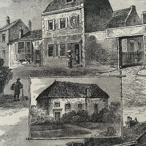 Antique London Print | 1876 | Old Chelsea in 1750 | White House Inn | Clock House | Engraving image 14