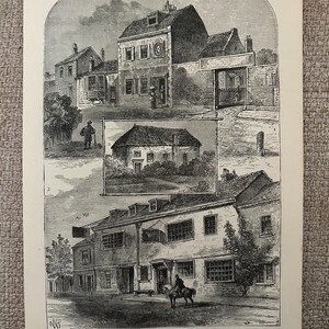Antique London Print | 1876 | Old Chelsea in 1750 | White House Inn | Clock House | Engraving image 1
