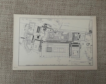 Gravure antique du plan du forum de Rome des années 1870 | Impression d'histoire de la Rome antique | Art ancien victorien