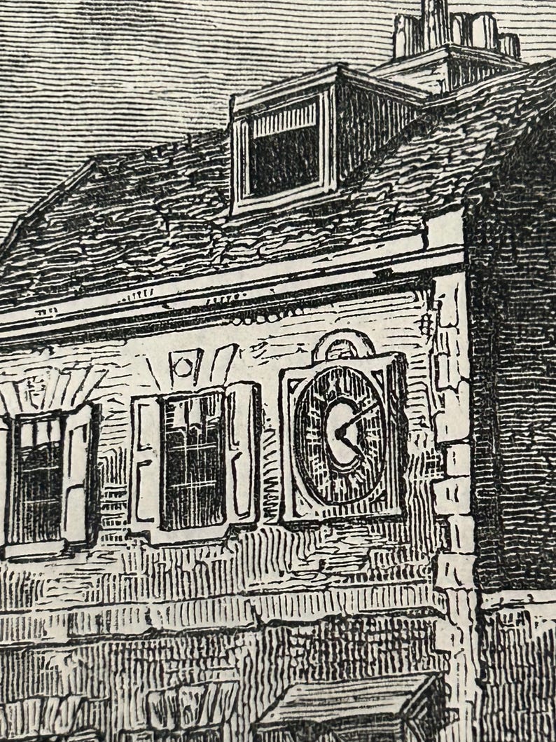Antique London Print | 1876 | Old Chelsea in 1750 | White House Inn | Clock House | Engraving image 5