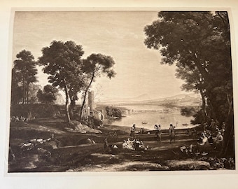 Claude’s Mill | Claude Lorraine | c.1901 Antique Print | Sepia Landscape | National Gallery