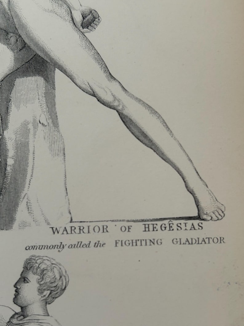 Antique Print | Fighting Gladiator Sculpture c1870s | Ancient Greek Mythology | Victorian Engraving | Classical Art | Collectible image 9