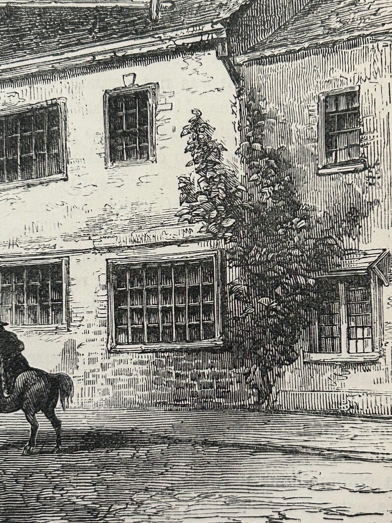 Antique London Print | 1876 | Old Chelsea in 1750 | White House Inn | Clock House | Engraving image 11