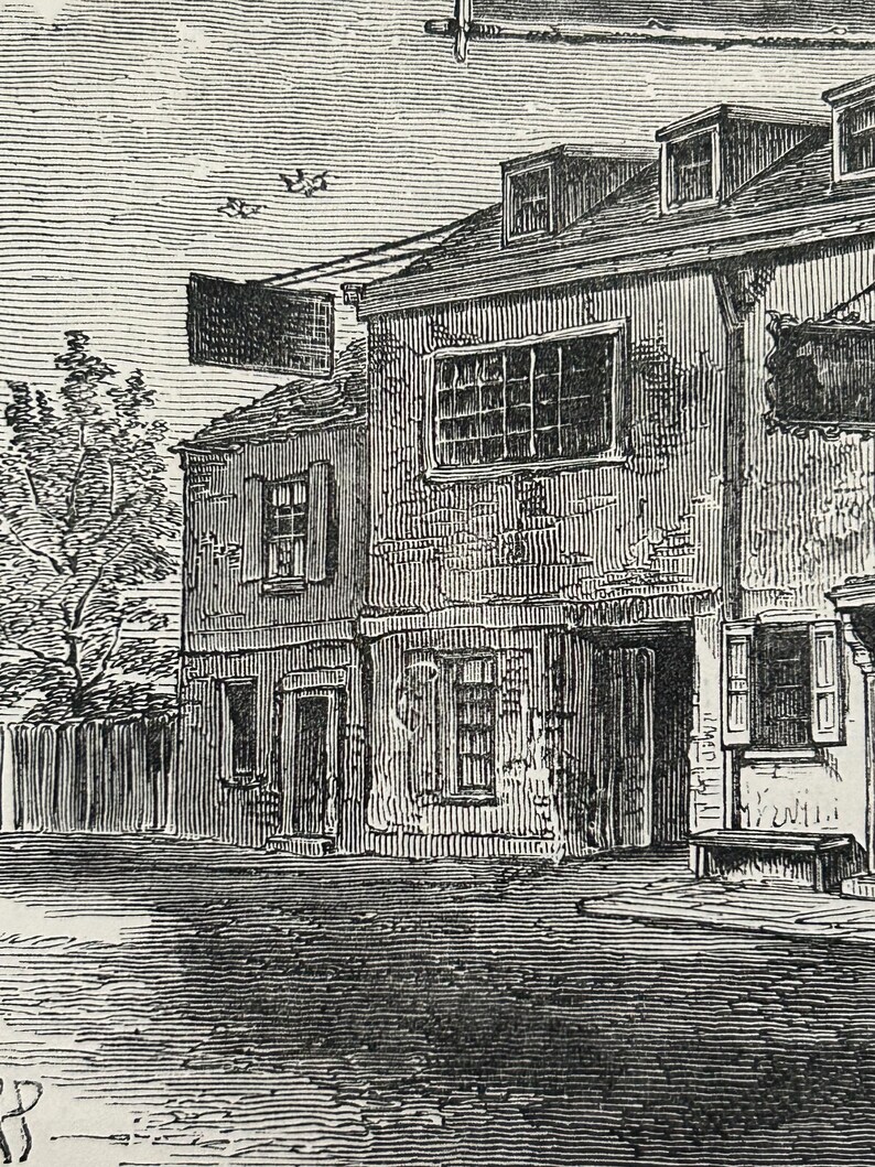 Antique London Print | 1876 | Old Chelsea in 1750 | White House Inn | Clock House | Engraving image 16