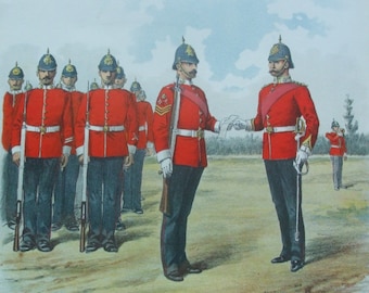 The Sherwood Foresters Derbyshire Regiment 45th And 95th Foot Vintage Colour Print Army British Military History Soldiers