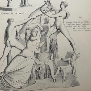 Antique Print | Fighting Gladiator Sculpture c1870s | Ancient Greek Mythology | Victorian Engraving | Classical Art | Collectible image 5