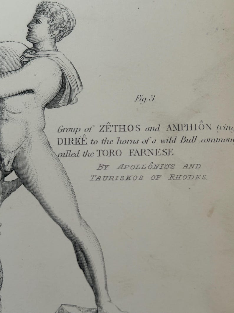Antique Print | Fighting Gladiator Sculpture c1870s | Ancient Greek Mythology | Victorian Engraving | Classical Art | Collectible image 8