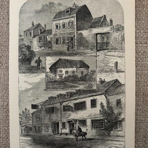 Antique London Print | 1876 | Old Chelsea in 1750 | White House Inn | Clock House | Engraving image 2