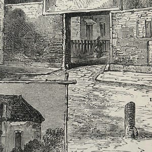 Antique London Print | 1876 | Old Chelsea in 1750 | White House Inn | Clock House | Engraving image 8