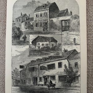 Antique London Print | 1876 | Old Chelsea in 1750 | White House Inn | Clock House | Engraving image 3