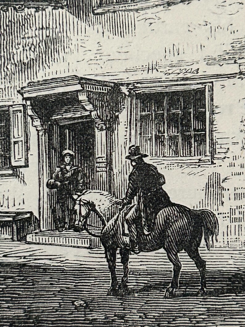 Antique London Print | 1876 | Old Chelsea in 1750 | White House Inn | Clock House | Engraving image 9