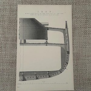 Antique Print c1877 | Iron Midship Section | Iron Cased Ship 1385 Tons | Captain Coles Shields