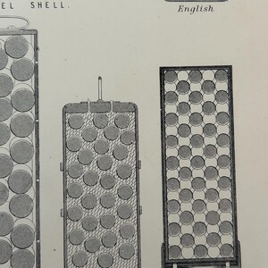 Antique Print 1870s | Projectile Engraving | Field Gun Projectiles | Shrapnel Shell | Military Art image 13