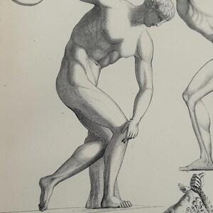 Antique Print | Fighting Gladiator Sculpture c1870s | Ancient Greek Mythology | Victorian Engraving | Classical Art | Collectible image 11