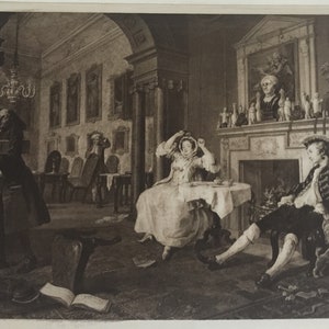 Antique Print Marriage A La Mode - Scene II By William Hogarth C1901 Famous Painting Picture