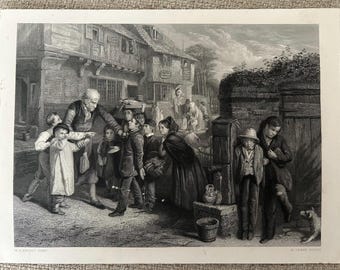 Antyczna akwaforta – „Wybite okno” W.H. Knighta (ok. XIX w.) – wiktoriańska grafika rodzajowa