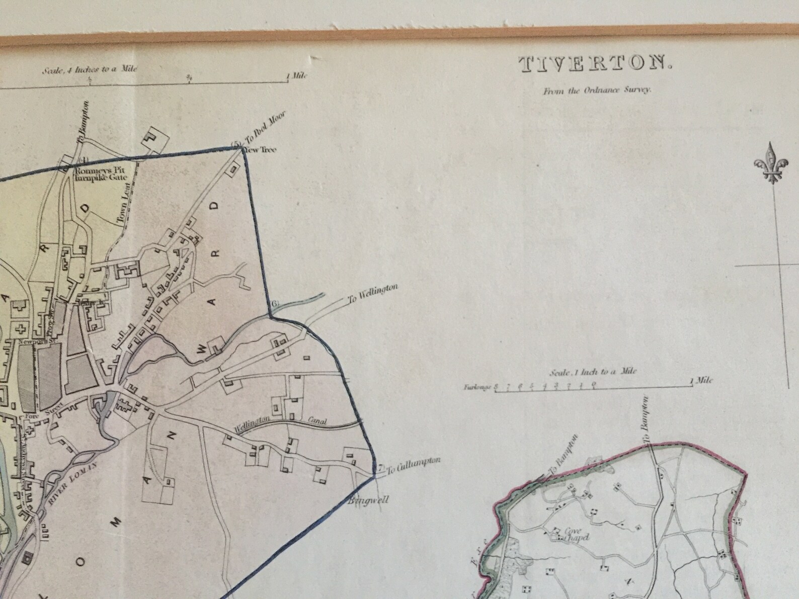 Antique Print Map of Tiverton 1837 From Ordnance Survey Framed Etsy UK