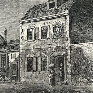Antique London Print | 1876 | Old Chelsea in 1750 | White House Inn | Clock House | Engraving image 4