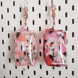Strawberry Clear Vinyl Mini Boxy Bag | Clear Mini Bag | Clear Boxy Keychain