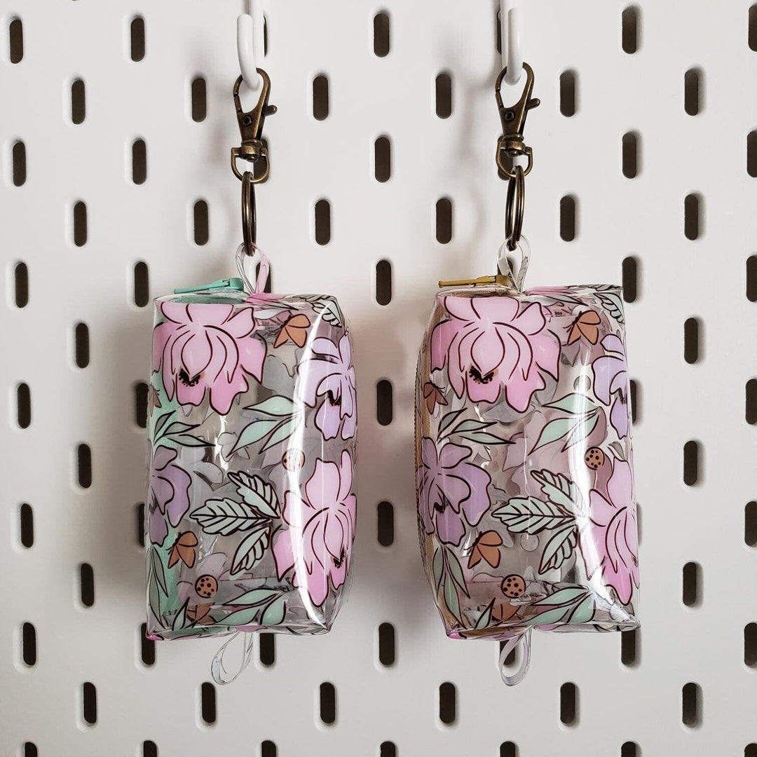 Floral Clear Vinyl Mini Boxy Bag Clear Mini Bag Clear Boxy Keychain Etsy