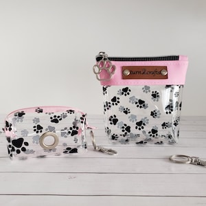 Dog Walk Set | Dog Treat & Waste Bag Dispenser Clear Vinyl Pouches | Dog Paw Pouches