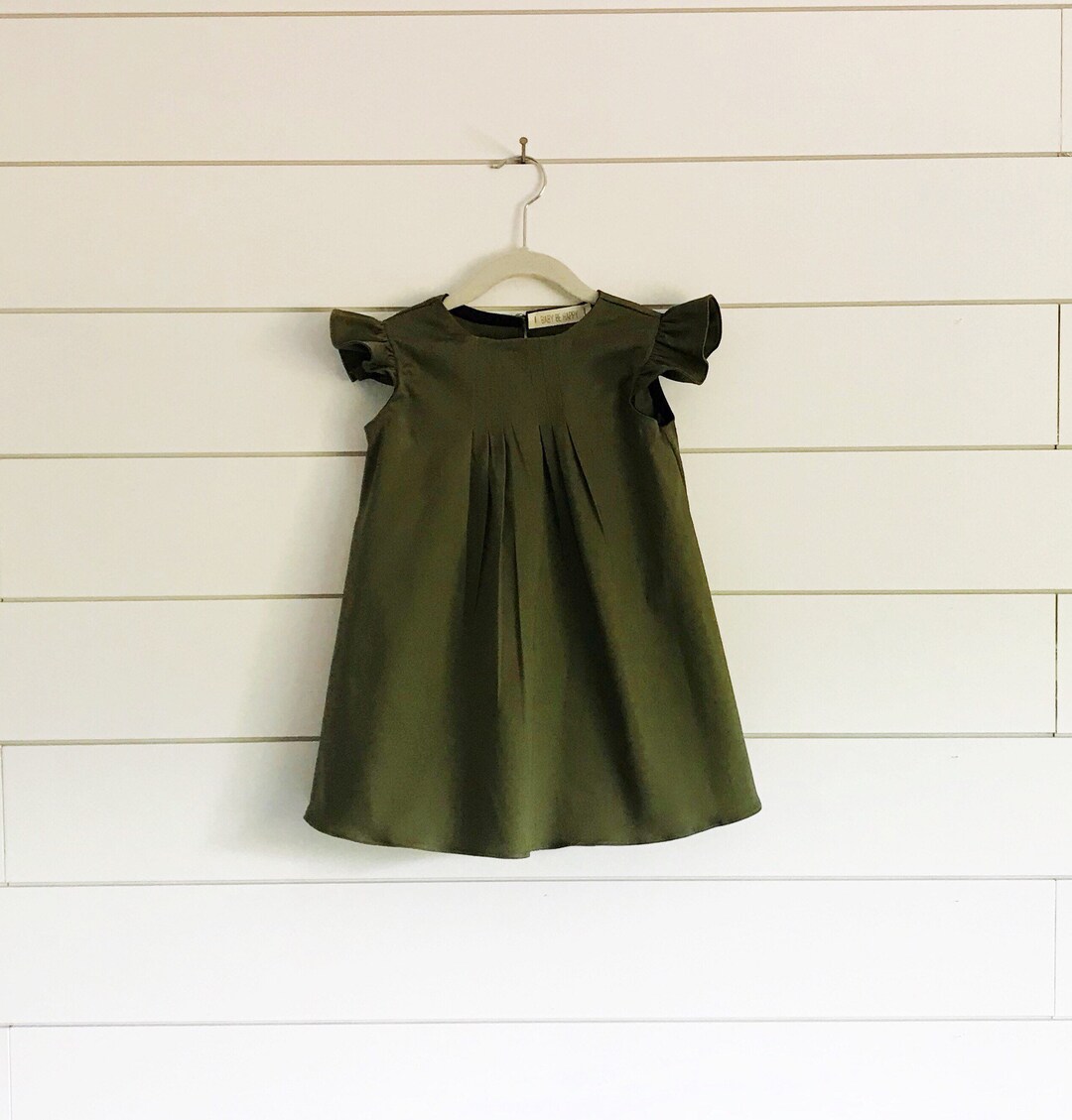 Olive Green Dress Green Baby Dress Green Girls Dress Green Etsy