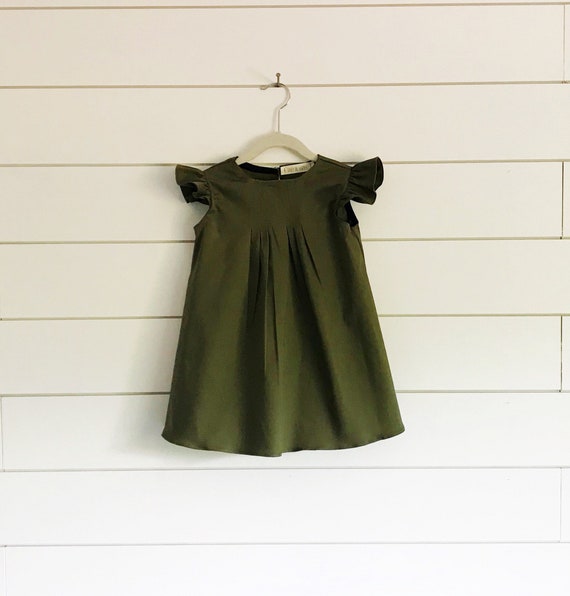 olive green baby dress