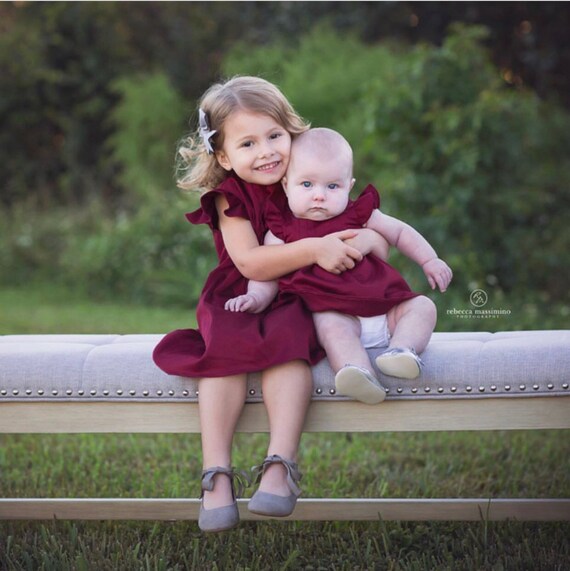 burgundy kids dress