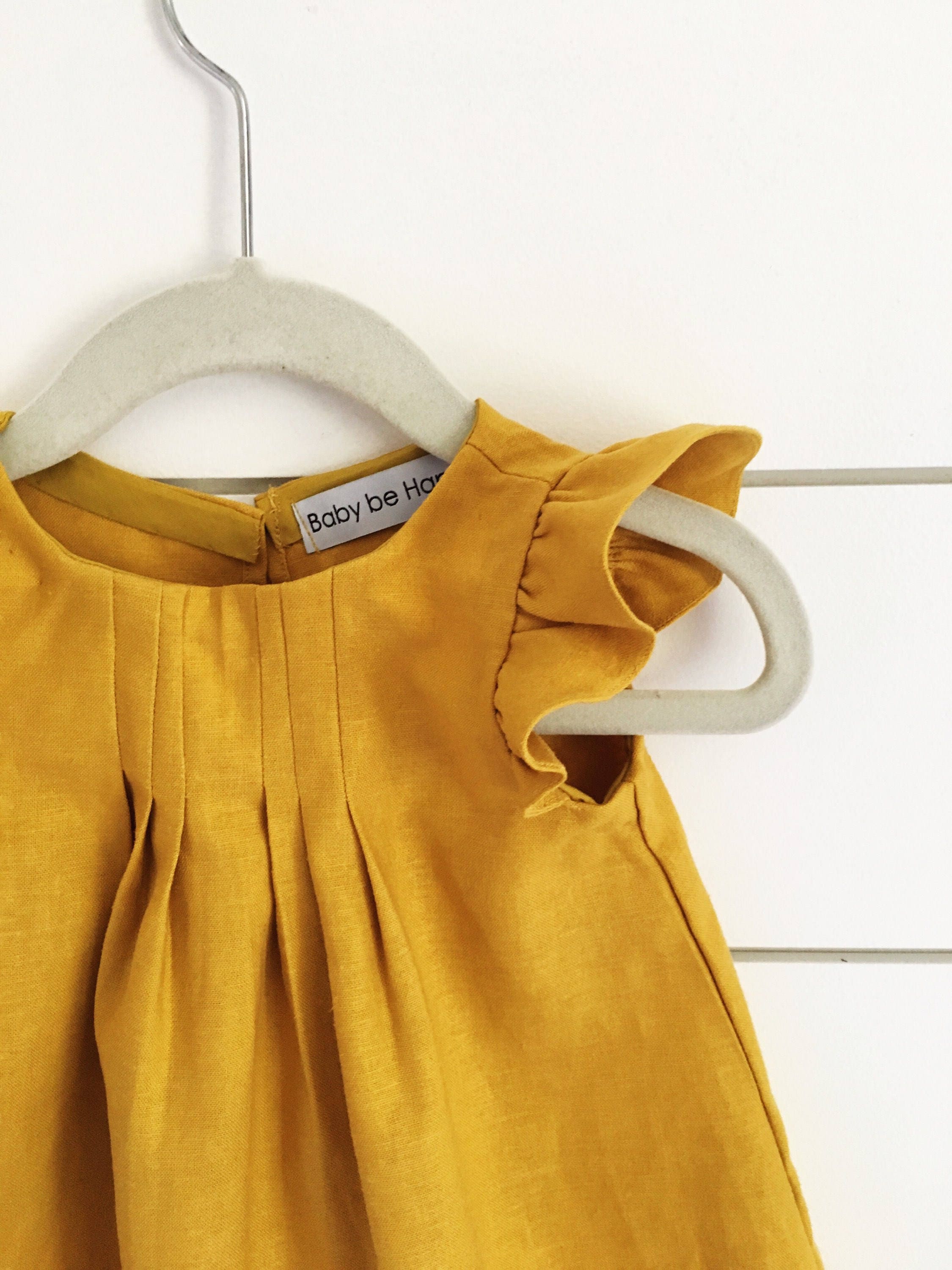 Mustard Yellow Linen Dress Yellow Baby Dress Mustard Yellow Etsy Australia
