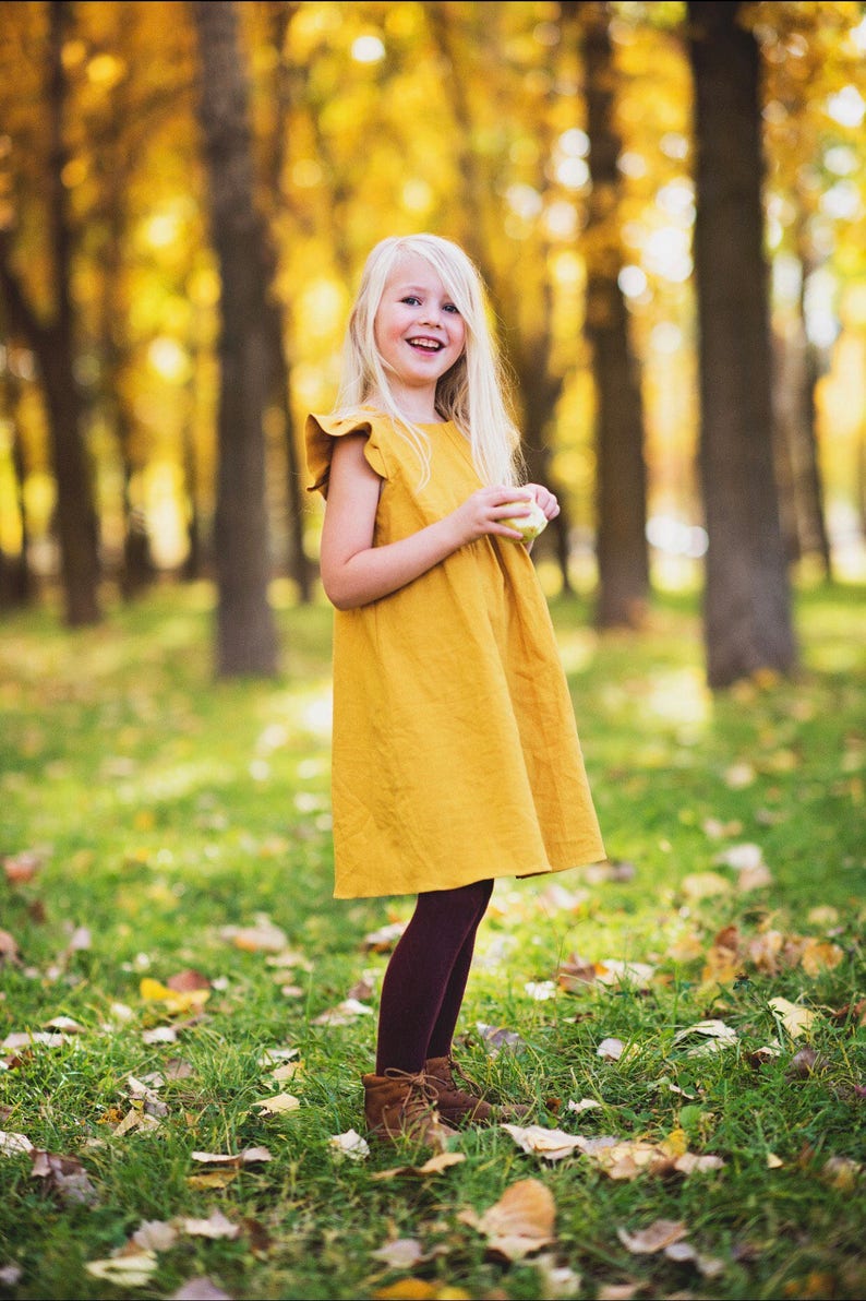 Mustard Yellow Linen Dress Yellow Baby Dress Mustard Yellow Etsy Australia