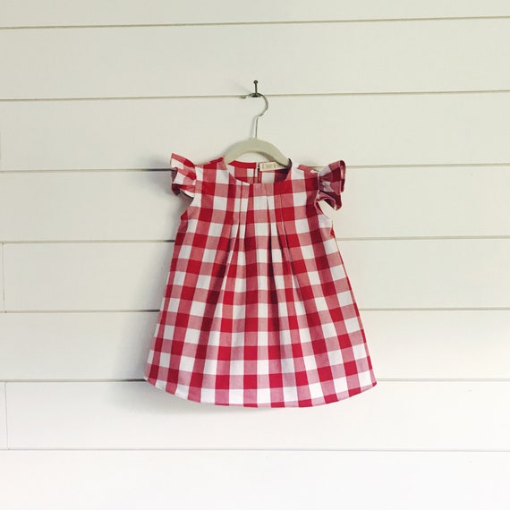 red check baby dress