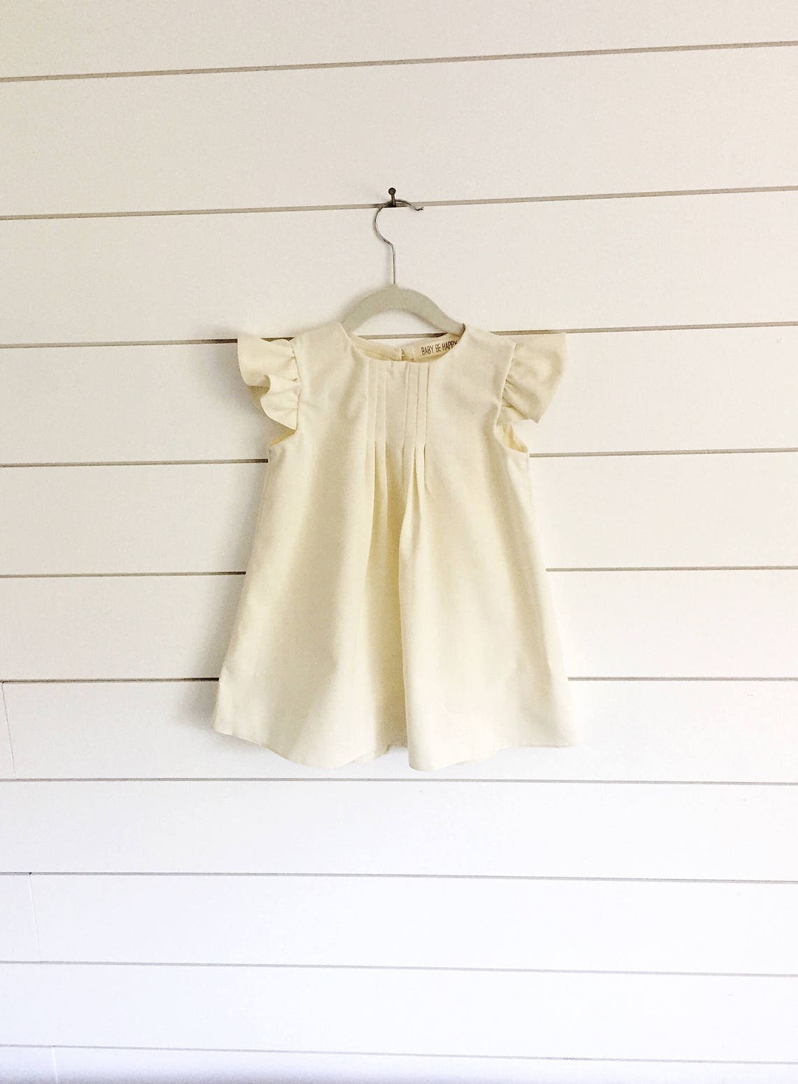 Ivory Linen Toddler Dress White Linen Dress Flutter Sleeve Etsy