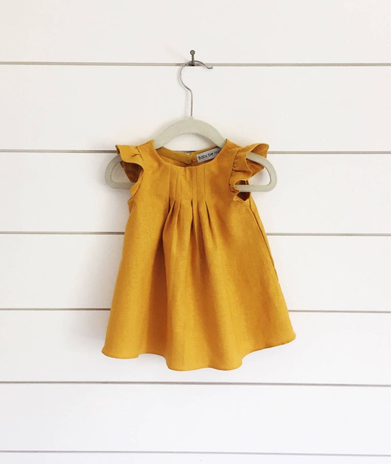 Mustard Yellow Linen Dress Yellow Baby Dress Mustard Yellow Etsy