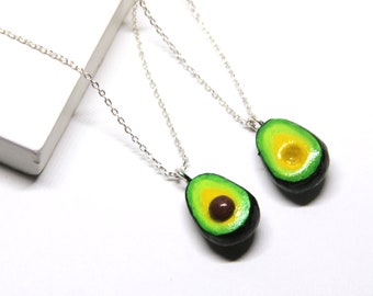 Avocado Necklace Set | Handmade Half Heart Foodie Couple Gift
