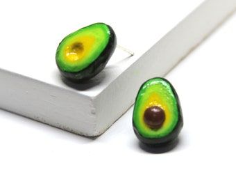 Avocado Stud Earrings | Realistic Foodie Polymer Clay Jewelry