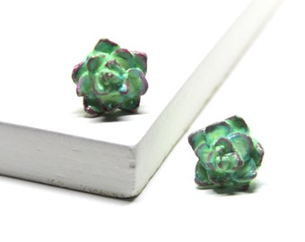 Pendientes de botón con forma de suculenta / Regalo hipoalergénico para amantes de las plantas