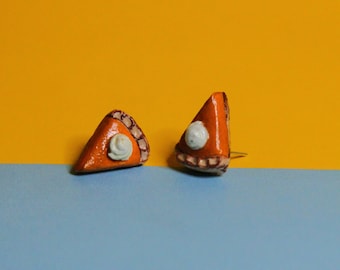 Pumpkin Pie Stud Earrings | Handmade Thanksgiving Food Jewelry