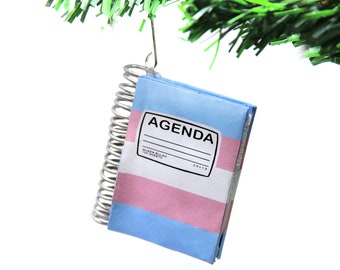 Trans Flag Notebook Ornament | Funny Trans Agenda Christmas Decor
