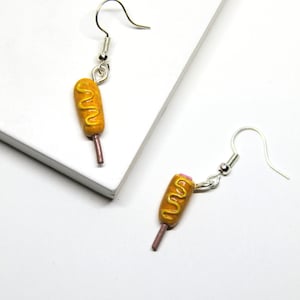 Corn dog Earrings Food earrings, carnival food jewelry, Hypoallergenic and Lead Free image 1