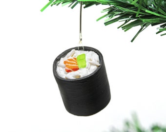 Maki Sushi Ornament | Japanese Foodie Gift | Handmade Salmon Avocado Roll