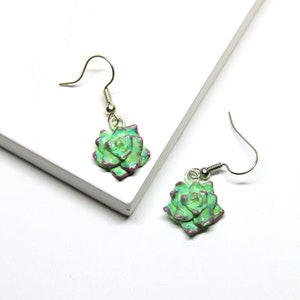 Succulent Earrings | House plant dangles, mini echevira succulents for nature lovers