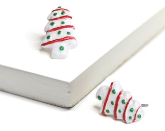 Christmas Tree Cookie Earrings | Festive Clay Studs