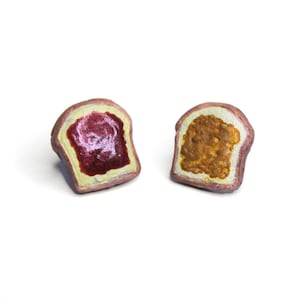 Peanut butter and Jelly Earrings | pbj earrings, cute studs for sandwich and jam foodies