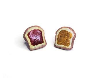 Peanut butter and Jelly Earrings | pbj earrings, cute studs for sandwich and jam foodies