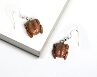 Turkey Earrings | Thanksgiving Dangle Jewelry | Fall Handmade Foodie Gift