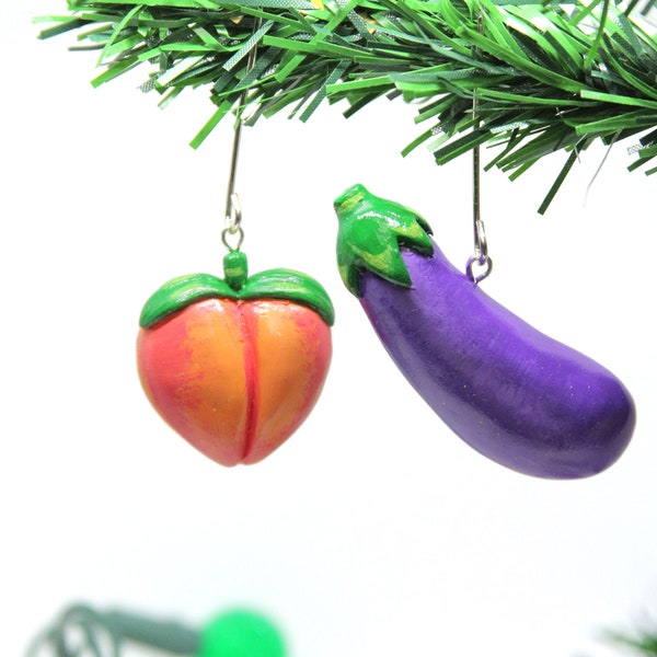 Gay Ornament | Pride Ornament, Gay Christmas Ornament | Eggplant Ornament, Peach Ornament